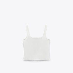 Zara White Fitted Square Neck Top L NWT